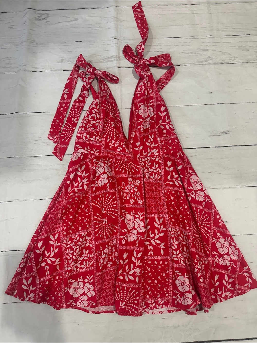 House of Harlow 1960 Red and White Halter Mini Dress